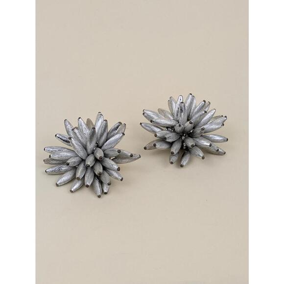 1980's silver sea anemone statement earrings